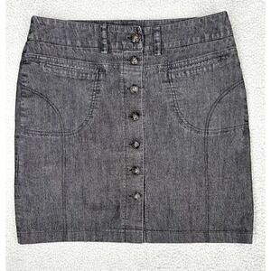 Light Denim Skirt Women Size 12 Button Up Charcoal